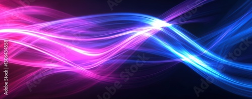 abstract neon background with glowing blue and pink lines on black, virtual scene for presentation, concert poster