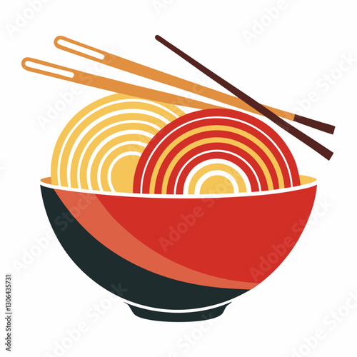 abstract noodle bowl with elegant chopsticks 
