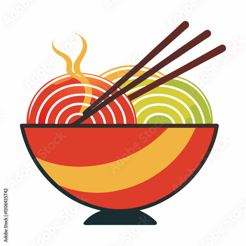 abstract noodle bowl with elegant chopsticks 