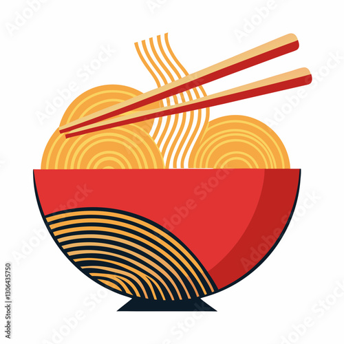 abstract noodle bowl with elegant chopsticks 