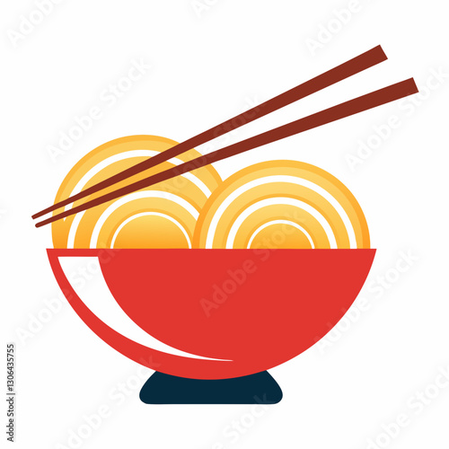 abstract noodle bowl with elegant chopsticks 