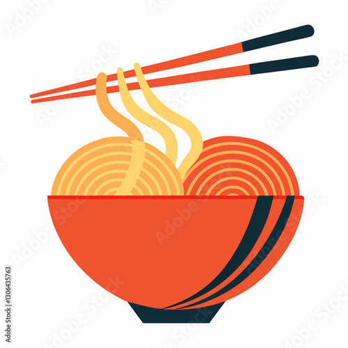 abstract noodle bowl with elegant chopsticks 