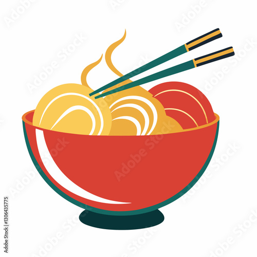 abstract noodle bowl with elegant chopsticks 