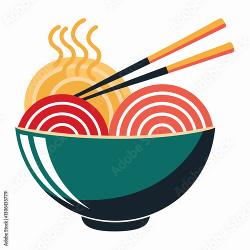 abstract noodle bowl with elegant chopsticks 