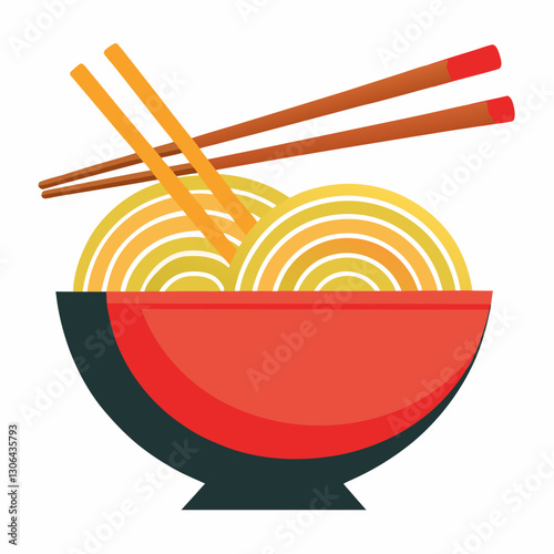 abstract noodle bowl with elegant chopsticks 