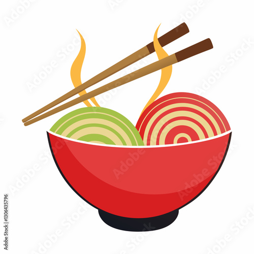 abstract noodle bowl with elegant chopsticks 