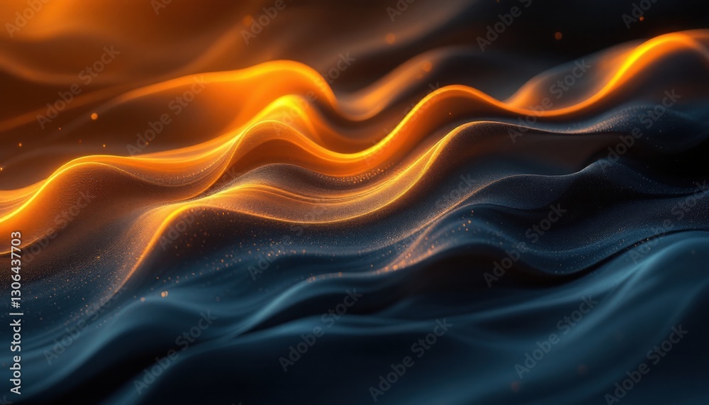 Fototapeta premium Abstract wave pattern with orange and blue light effects