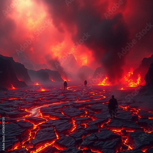 Photorealistic Biblical Depiction of Hell – Fiery Underworld of Eternal Damnation