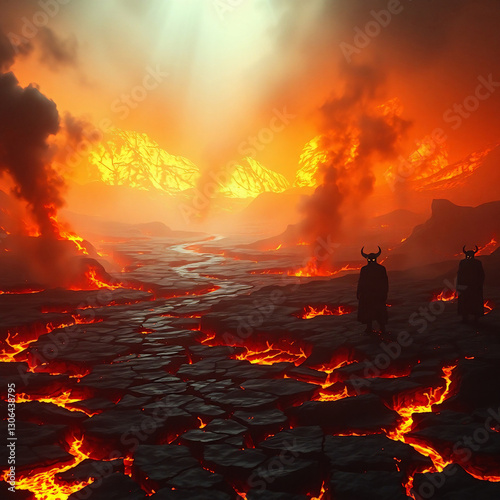 Photorealistic Biblical Depiction of Hell – Fiery Underworld of Eternal Damnation