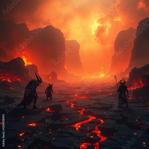 Photorealistic Biblical Depiction of Hell – Fiery Underworld of Eternal Damnation
