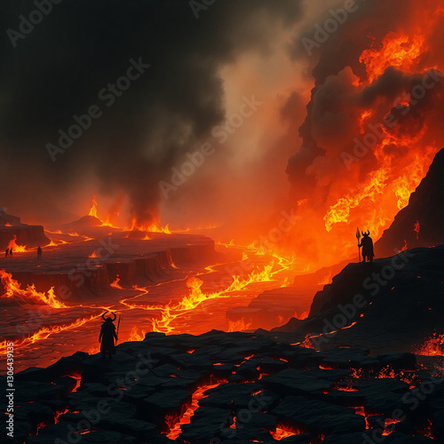 Photorealistic Biblical Depiction of Hell – Fiery Underworld of Eternal Damnation