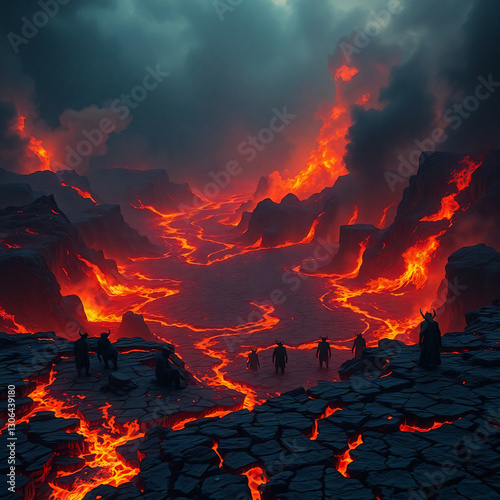 Photorealistic Biblical Depiction of Hell – Fiery Underworld of Eternal Damnation