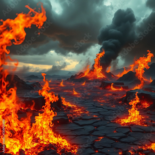 Photorealistic Biblical Depiction of Hell – Fiery Underworld of Eternal Damnation