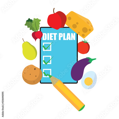 Diet plan schedule checklist concept. Vector illustration