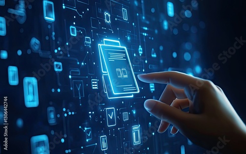 Hand interacting with digital document interface (1)