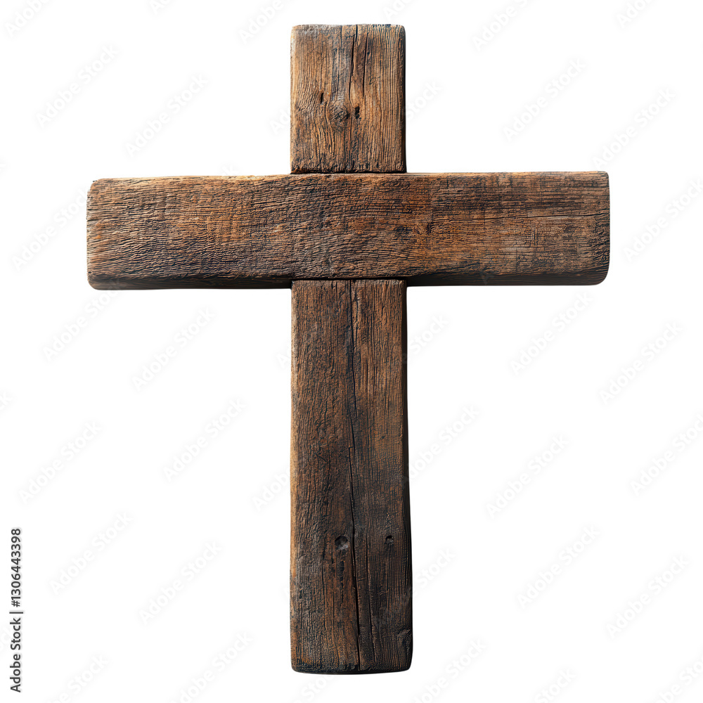 Fototapeta premium Symbol of Faith: A rustic wooden cross stands as a solemn emblem of faith, spirituality, and religious devotion. A testament to enduring beliefs and cultural significance.