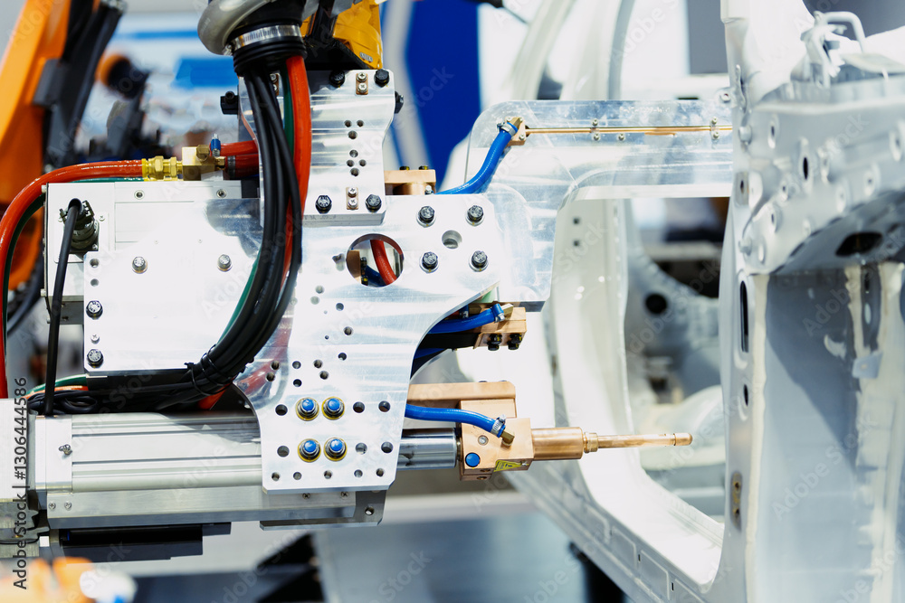 robot arm working in car factory