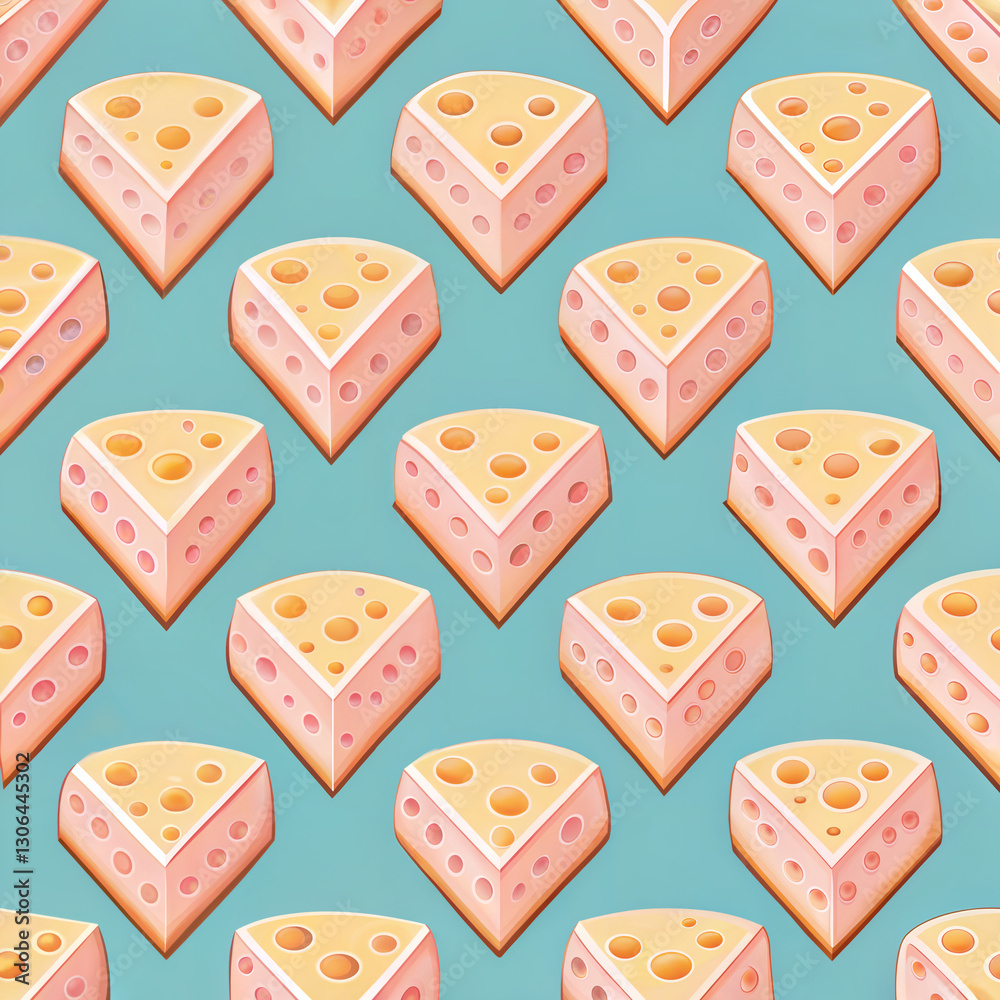 Cheese pattern with multiple cheese slices on a blue background Cheese pattern with multiple cheese slices on a blue background