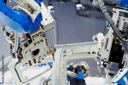 Obraz na płótnie robot arm working in factory w salonie