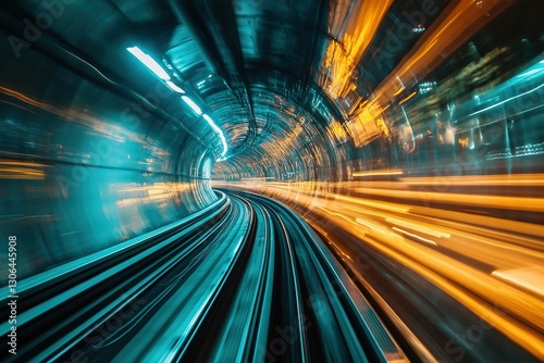 A hyperloop train speeding through a transparent tunnel at supersonic speeds, revolutionizing travel