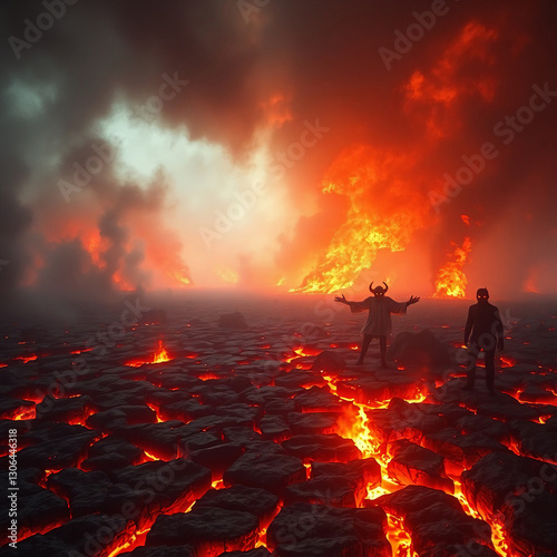 Photorealistic Biblical Depiction of Hell – Fiery Underworld of Eternal Damnation