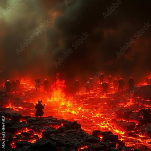 Photorealistic Biblical Depiction of Hell – Fiery Underworld of Eternal Damnation