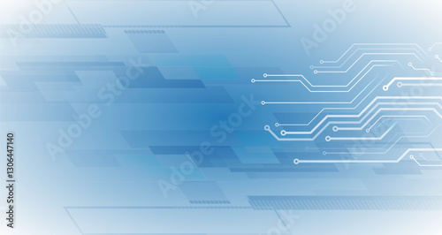 Abstract futuristic communication. Hi-tech blue background with various technology elements. Vector illustration of circuit board and squares.