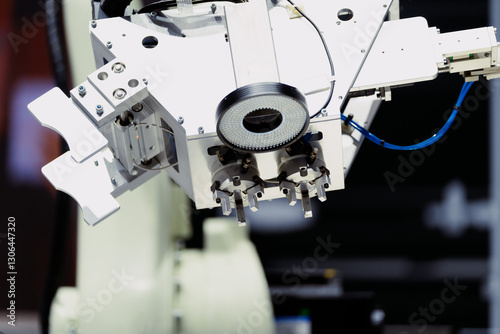 robot arm working in factory