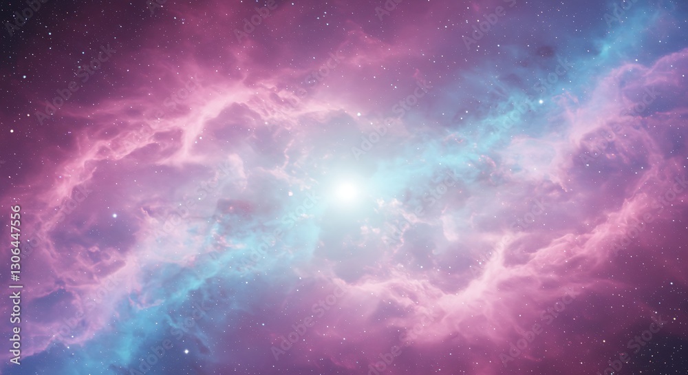 Fototapeta premium A galaxy-inspired aesthetic background with swirling nebulae in pink, blue, and violet.