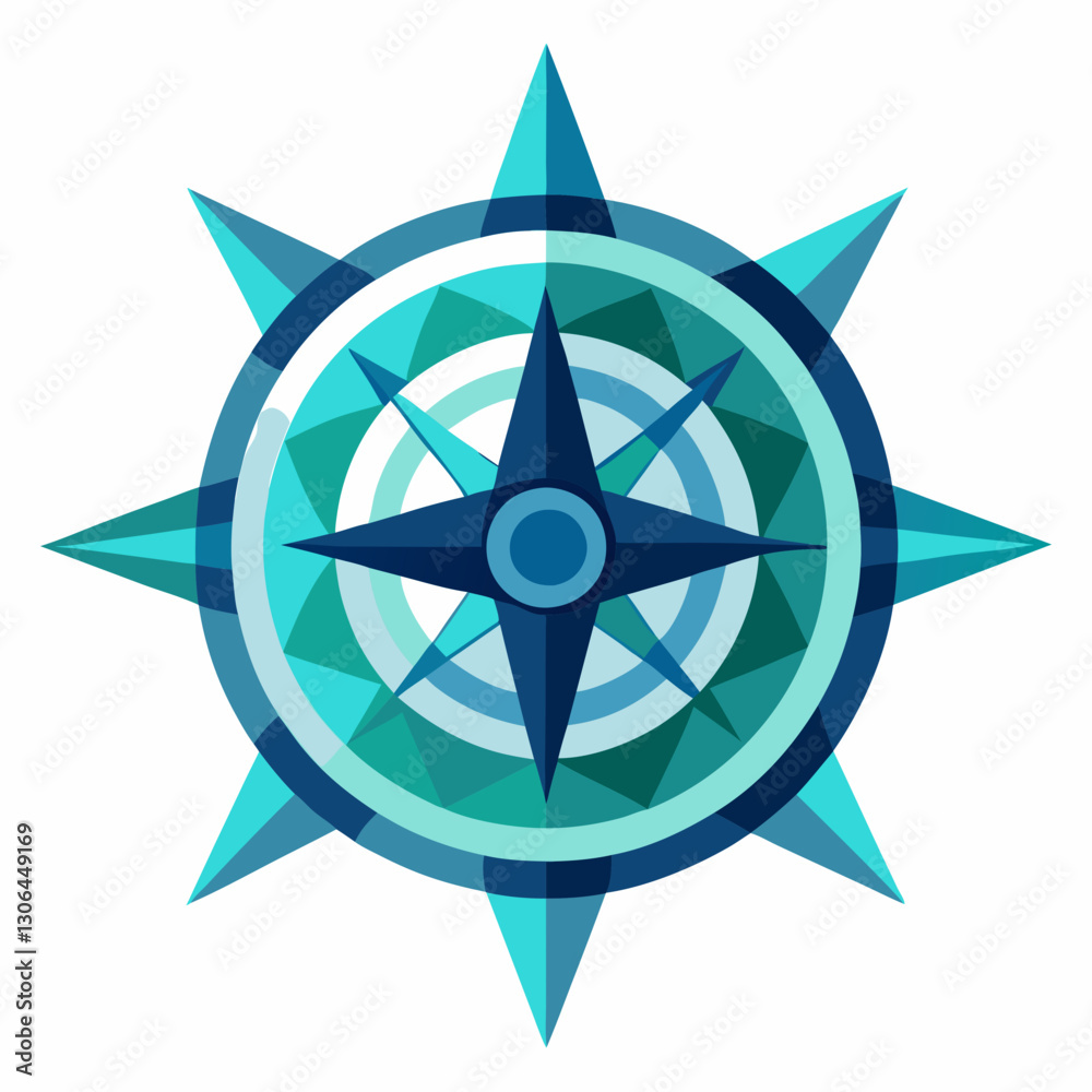 abstract compass shape with layered depth abstract compass shape with layered depth