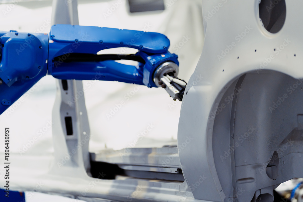 robot arm working in car factory