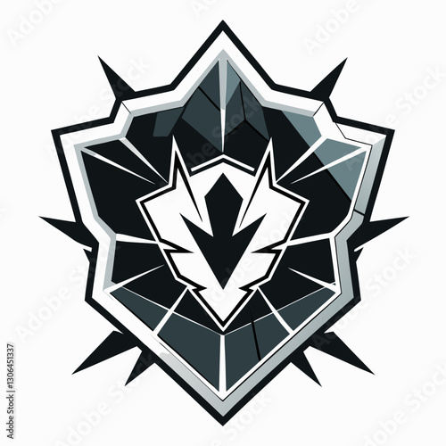 shattered glass effect forming a bold emblem