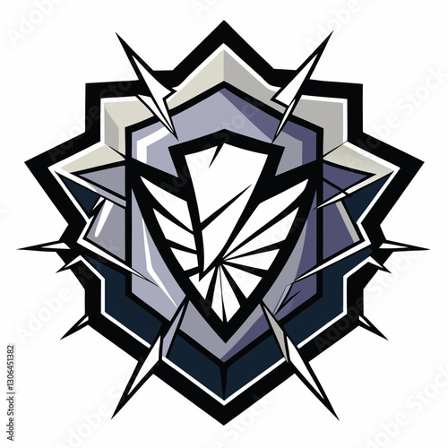 shattered glass effect forming a bold emblem