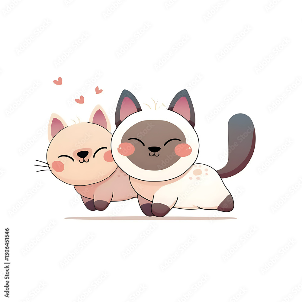 Fototapeta premium Playful and whimsical cat illustrations in vibrant and minimalist designs