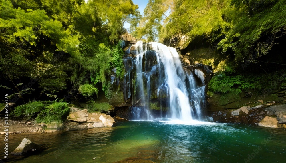 Natural Waterfall with Clear and Fresh Water Natural Waterfall with Clear and Fresh Water