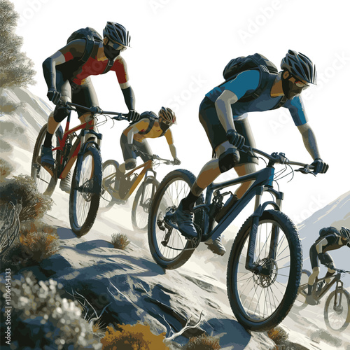 create a bicycle and man riding  vector art silhouette white background.
