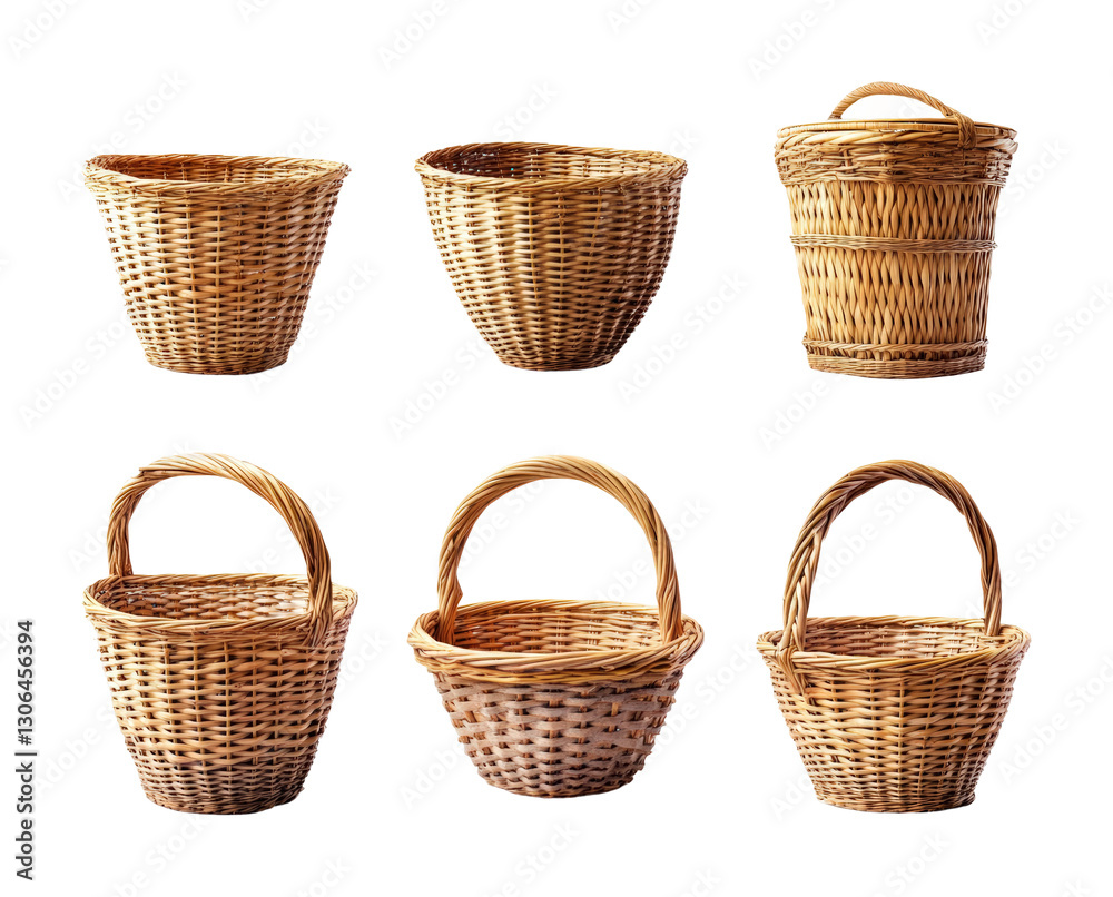 Woven baskets display home aesthetic isolated on transparent background Woven baskets display home aesthetic isolated on transparent background