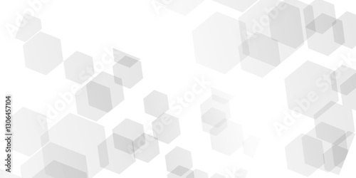 Exploring the Digital Future: A Complex Grid of White and Gray Hexagons Forming a Seamless 3D Mosaic of Technological Innovation

