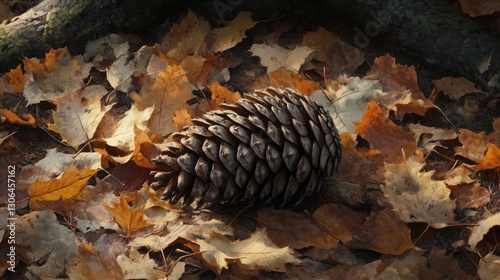 Autumn whispers of fallen pine cones photo