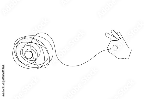 Hand untangling  tangled thoughts,mental health therapy