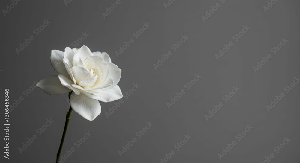 Fototapeta premium Elegant white rose on minimalist gray background