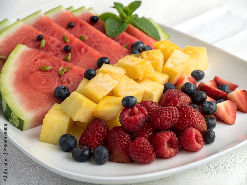 Colorful Fruit Platter with Watermelon and Berries Colorful Fruit Platter with Watermelon and Berries