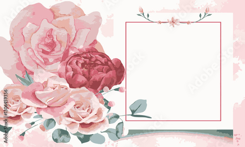 greeting card with pink roses
