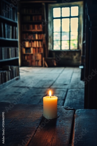 Candlelight in Ancient Library