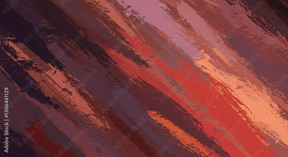 Fototapeta premium Abstract Red and Brown Impasto Paint Texture Background Diagonal Brushstrokes