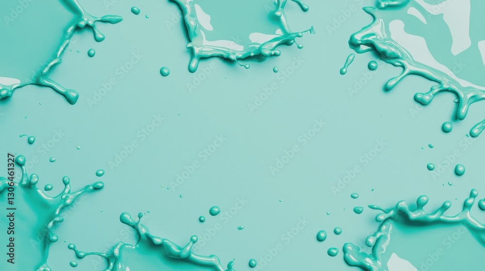 Obraz premium Vibrant Splash of Turquoise Paint on Smooth Aqua Background