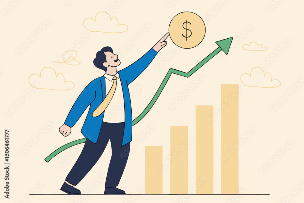 El crecimiento de las ganancias de inversión, el asesor financiero o la gestión de la riqueza, hacen dinero para enriquecerse o aumentar el concepto de ingresos o ingresos, el inversor empresario de c El crecimiento de las ganancias de inversión, el asesor financiero o la gestión de la riqueza, hacen dinero para enriquecerse o aumentar el concepto de ingresos o ingresos, el inversor empresario de c
