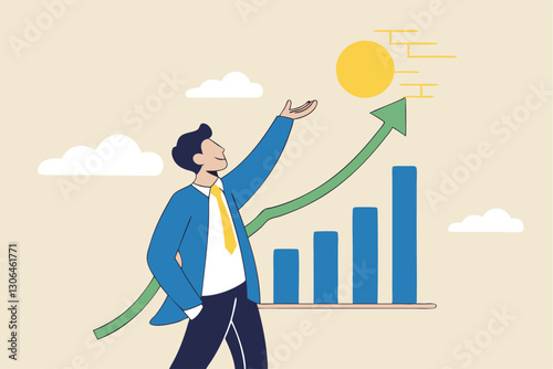 El crecimiento de las ganancias de inversión, el asesor financiero o la gestión de la riqueza, hacen dinero para enriquecerse o aumentar el concepto de ingresos o ingresos, el inversor empresario de c