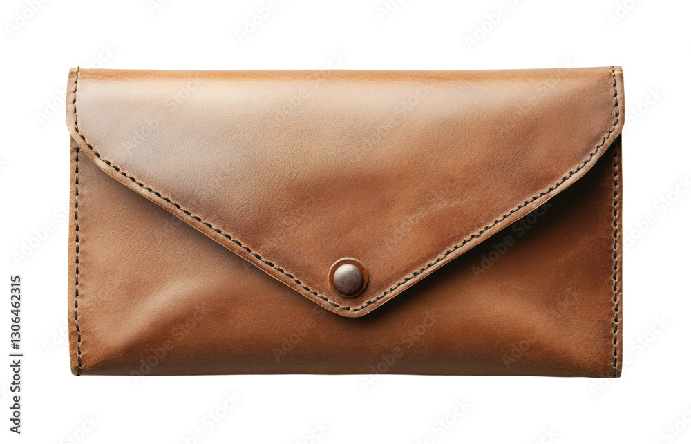Stylish leather wallet product showcase isolated on transparent background