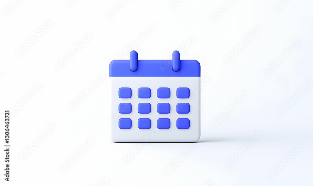 Colorful Calendar Icon with Blue and White Design on Minimal Background Colorful Calendar Icon with Blue and White Design on Minimal Background